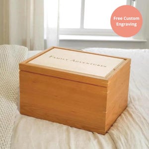 Extra Large Cherry Keepsake Box with Maple Lid – Personalized Wedding or Baptism Memory Box, Engraved Heirloom Gift