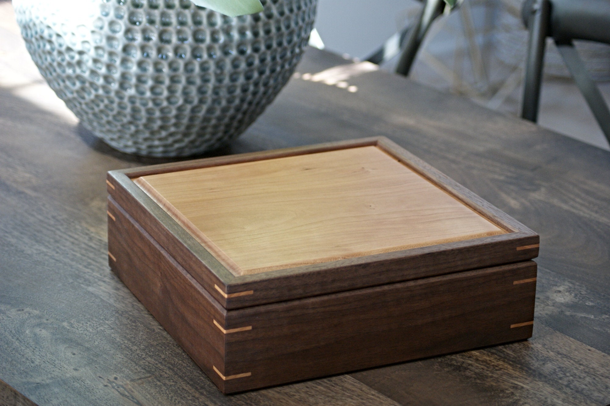 Large Square Keepsake Memory Box Personalized Walnut and Etsy