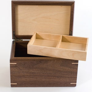 Personalized Walnut and Hard Maple Wood Memory Box, Christmas Eve Box, Wedding Gift Box, Anniversary Keepsake Box image 2