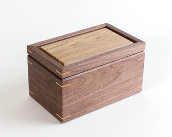 Medium Keepsake Memory Box, Personalized Walnut and Oak Wood Box, Dog Memorial Box, 5th Anniversary Gift, Remembrance Box