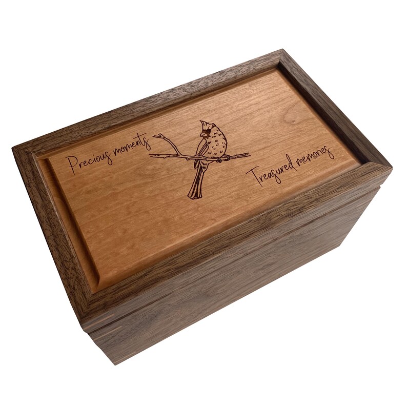 Walnut and Cherry Lid Keepsake Box – Personalized Memory Box (10.25" W x 6.25" D x 6" H) image 12