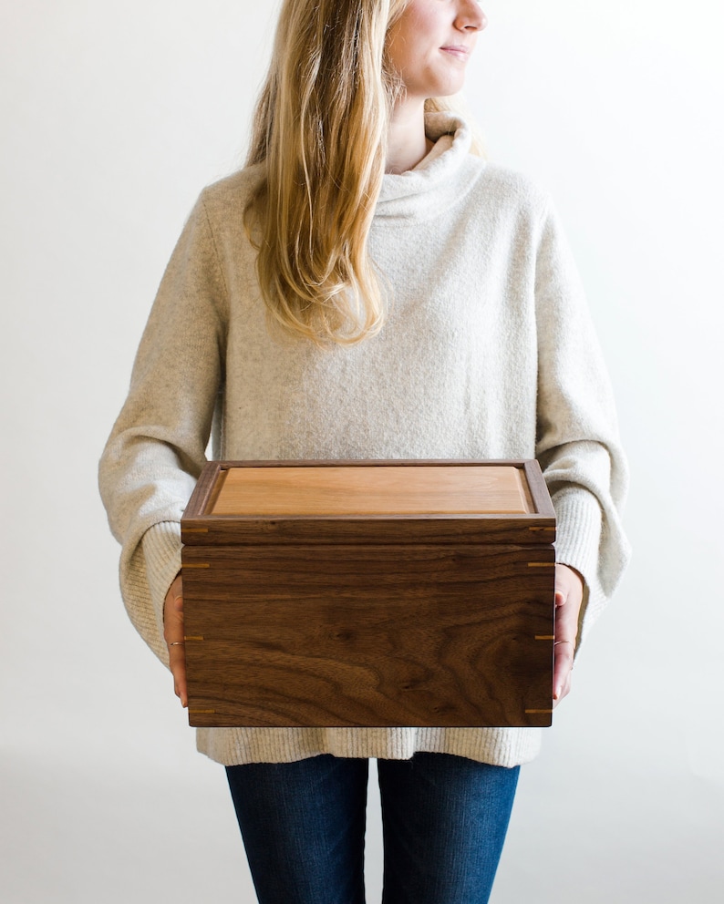 Personalized Keepsake Memory Box Walnut & Cherry Wood, Christmas Eve Box, Dog Memorial Box, Bereavement Gift image 1