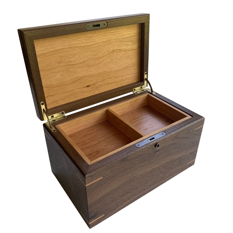Medium Keepsake Memory Box, Personalized Walnut and Cherry Wood Box, Dog Memorial Box, 5th Anniversary Gift, Remembrance Box image 5