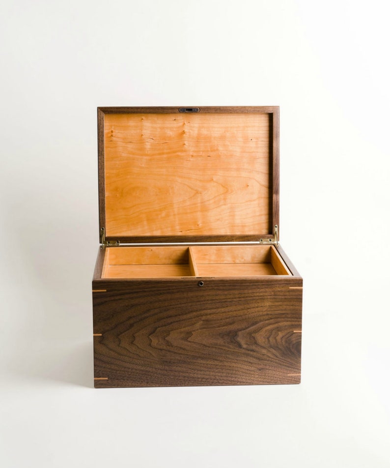 Personalized Walnut and Cherry Wood Legacy Box, Extra Large Keepsake Memory Box, Bereavement Gift image 2