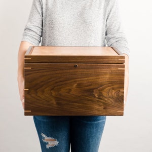 Personalized Walnut and Cherry Wood Legacy Box, Extra Large Keepsake Memory Box, Bereavement Gift image 1