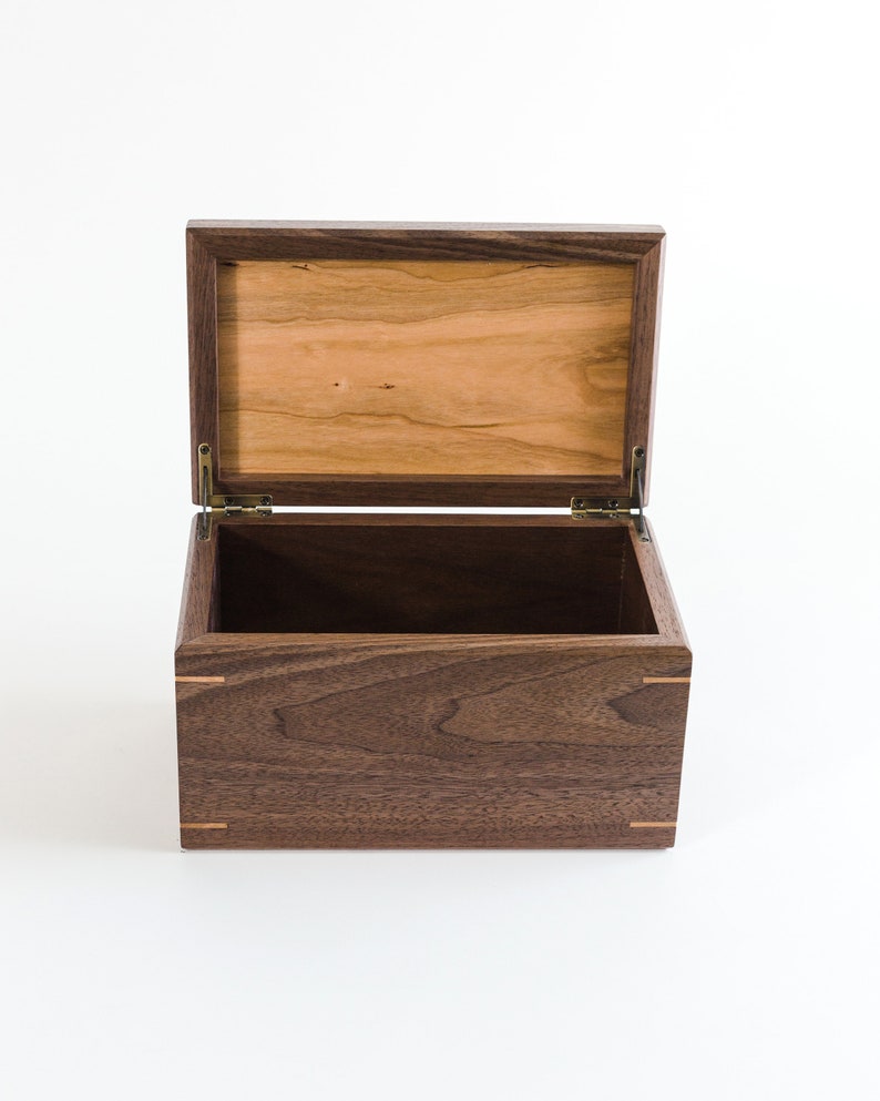 Medium Keepsake Memory Box, Personalized Walnut and Cherry Wood Box, Dog Memorial Box, 5th Anniversary Gift, Remembrance Box image 6