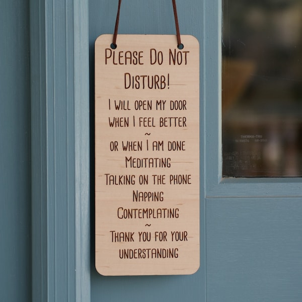 Please Do Not Disturb Door Hanger Sign - Hard Maple Wood