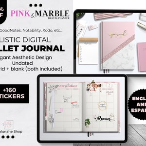 Undated Digital Planner, Realistic Digital Bullet Journal, Planner for Goodnotes, Xodo, Notability, Noteshelf - iPad and Android tablet