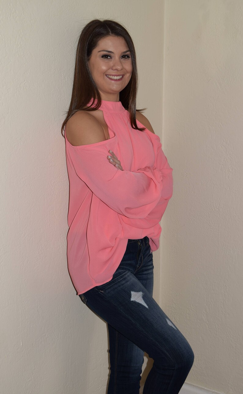Cold Shoulder Top in Coral