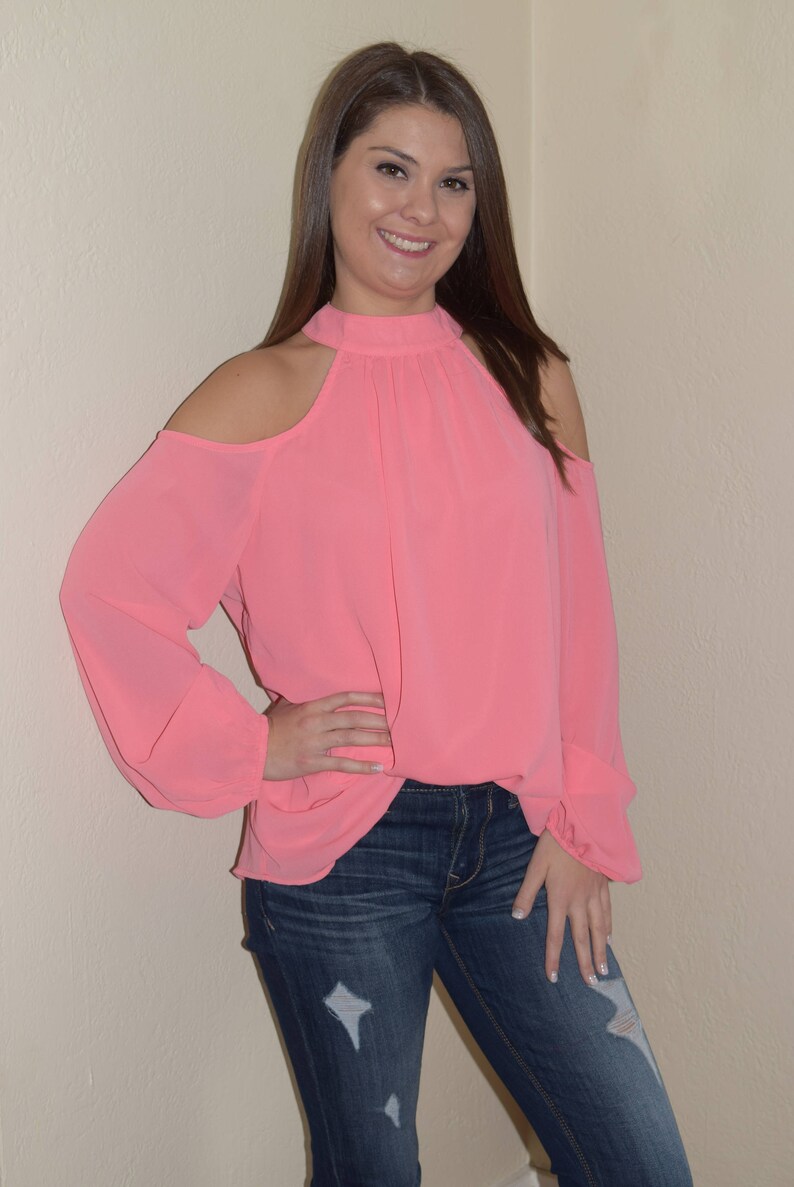 Cold Shoulder Top in Coral