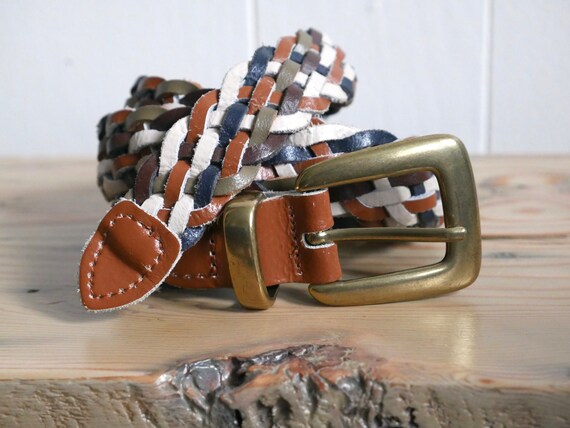 Vintage Brass colored braided leather belt vintage 70s braided leather belt – 86 Vintage main image 4