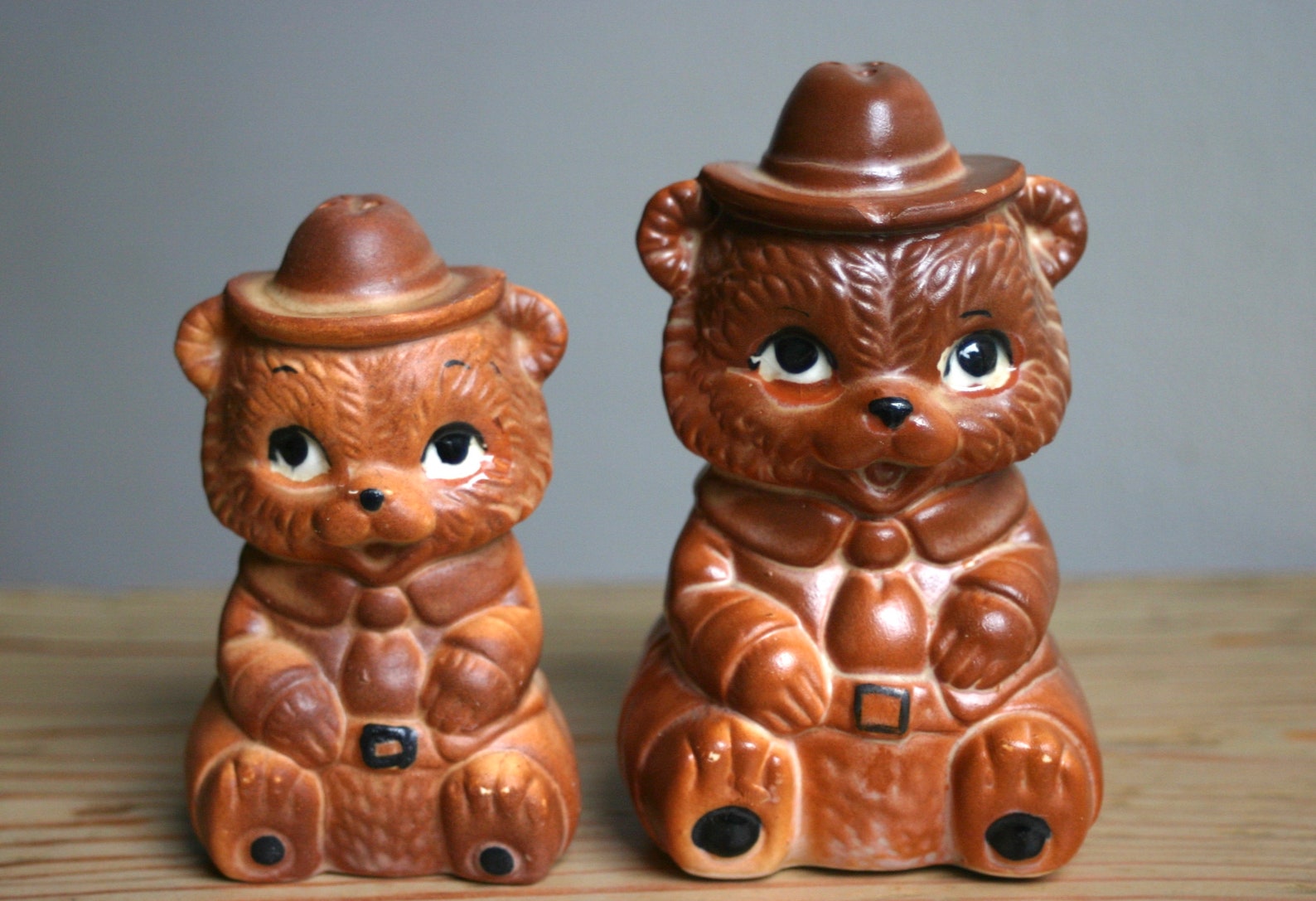 Vintage Bear Salt and Pepper Shakers Ceramic Shaker Set Collectible