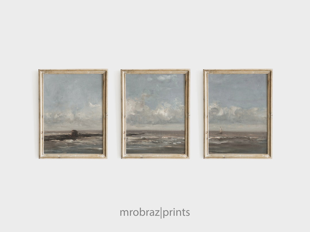 Coastal Triptych Print Set of 3 Oil Paintings French Etsy
