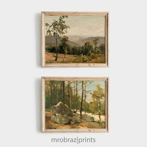 Country Landscape Print Set of 2 | Vintage Farmhouse Prints Digital Printable