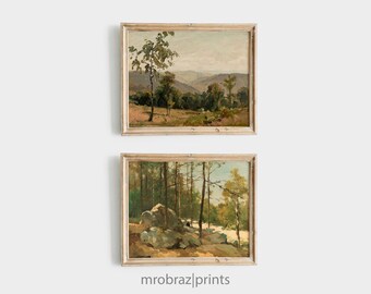 Country Landscape Print Set of 2 | Vintage Farmhouse Prints Digital Printable
