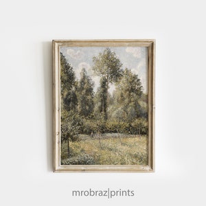 Cottage Landscape Painting, Vintage Summer Decor, Printable Wall Art Prints