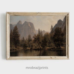 Rustic Mountain Painting | Vintage Landscape Digital Print | Downloadable Printable