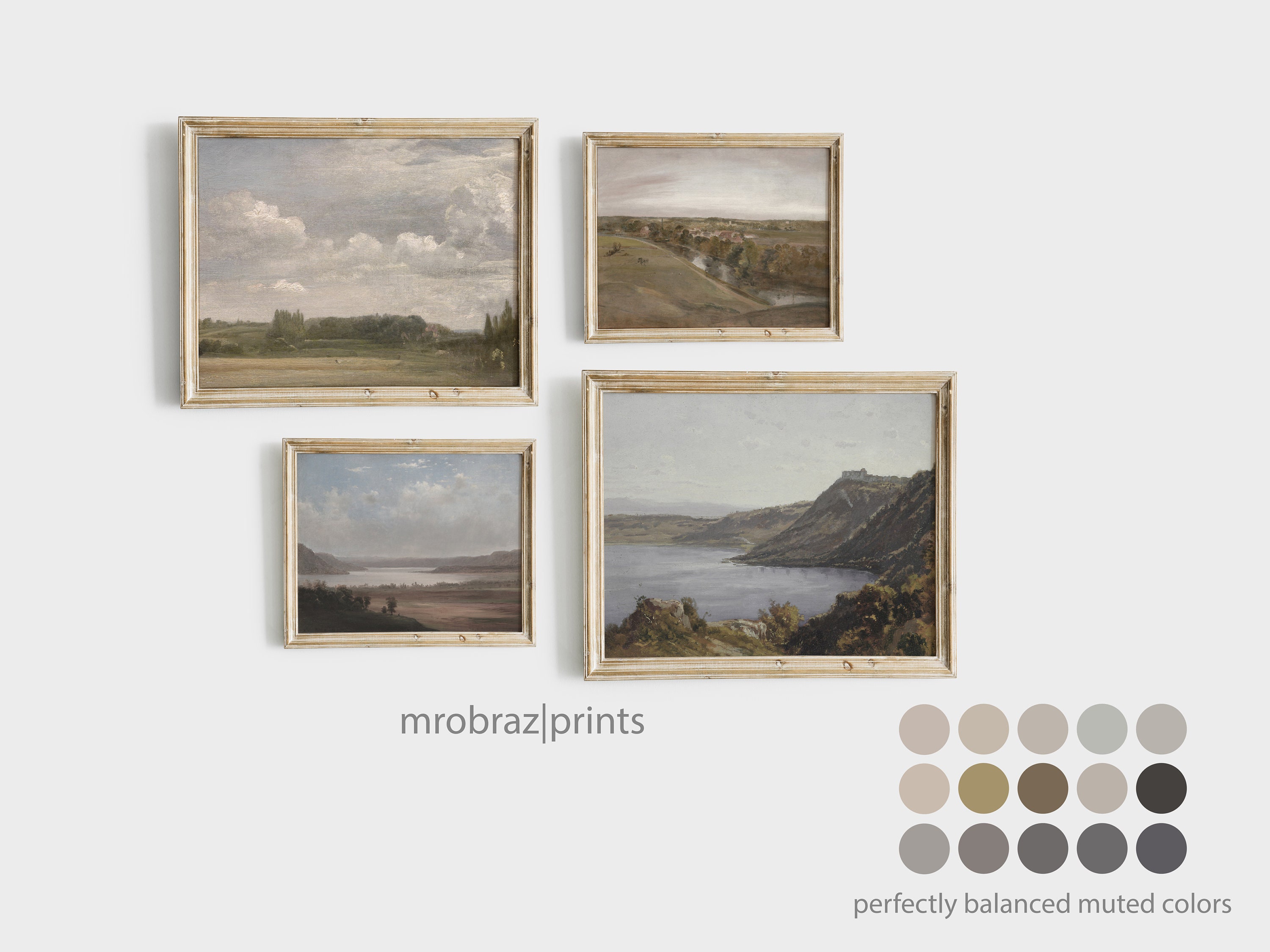 Printable Landscape Gallery Wall Art Set of 4 Paintings, Curated Art ...