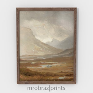 Warm Tone Landscape Print | Vintage Country Scenery Painting | Digital Printable