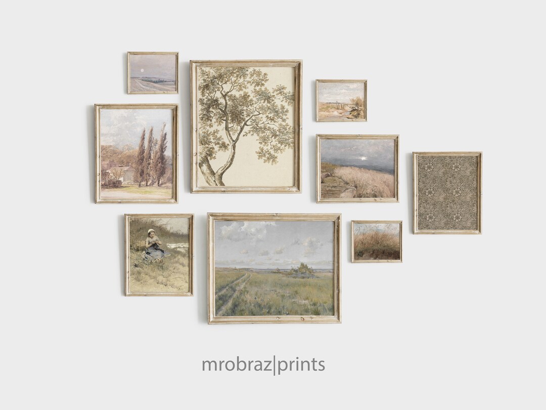 Printable Gallery Wall Art Set of 9 Paintings, Curated Art Prints Set ...