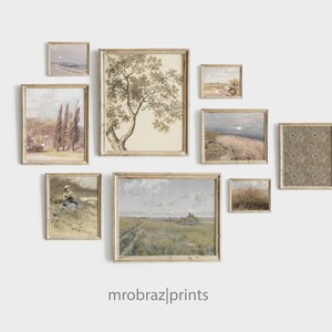 Printable Gallery Wall Art Set of 9 Paintings, Curated art prints set with golden proportion and balanced colors