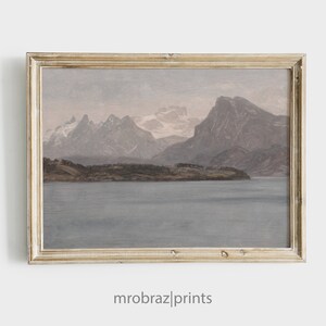 Rustic Mountain Painting | Vintage Landscape Digital Print | Downloadable Printable