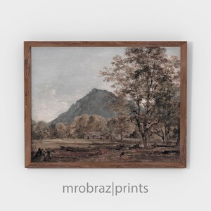 Rustic Mountain Painting | Vintage Moody Cabin Wall Art | Digital Printable