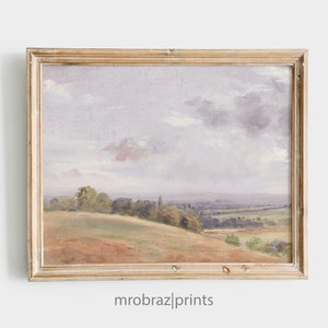 Muted Landscape Painting, Vintage Farmhouse Decor, Printable Wall Art Prints