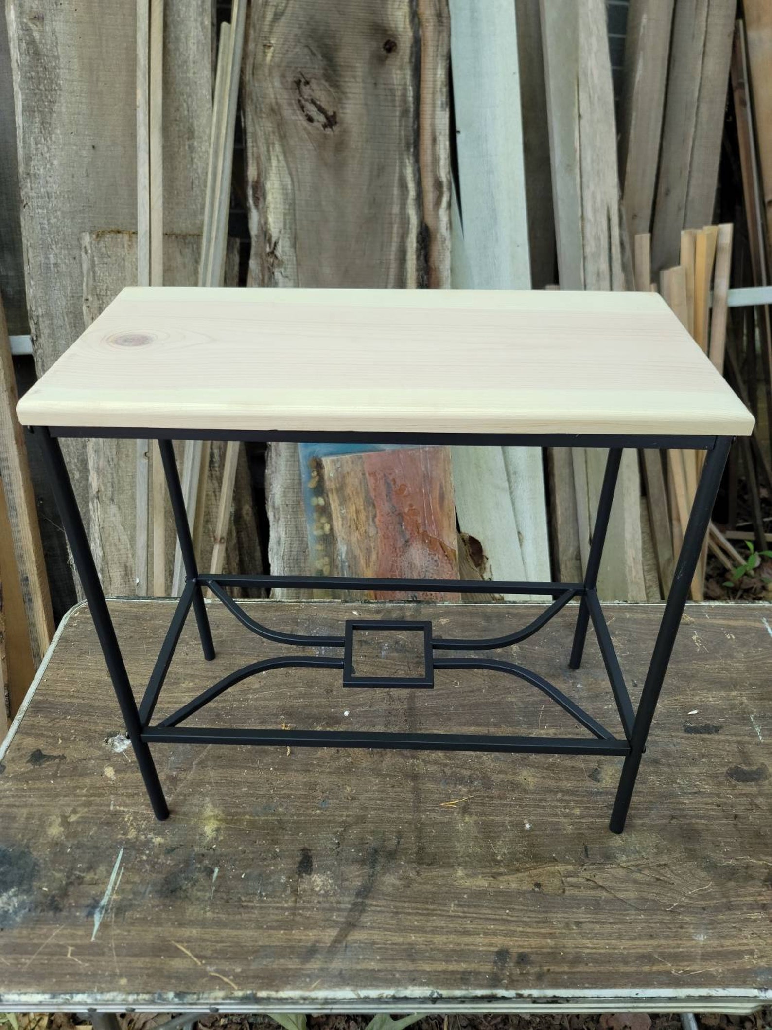 Farmhouse End Tables. Rustic Metal & Wood End Tables. Sewing - Etsy