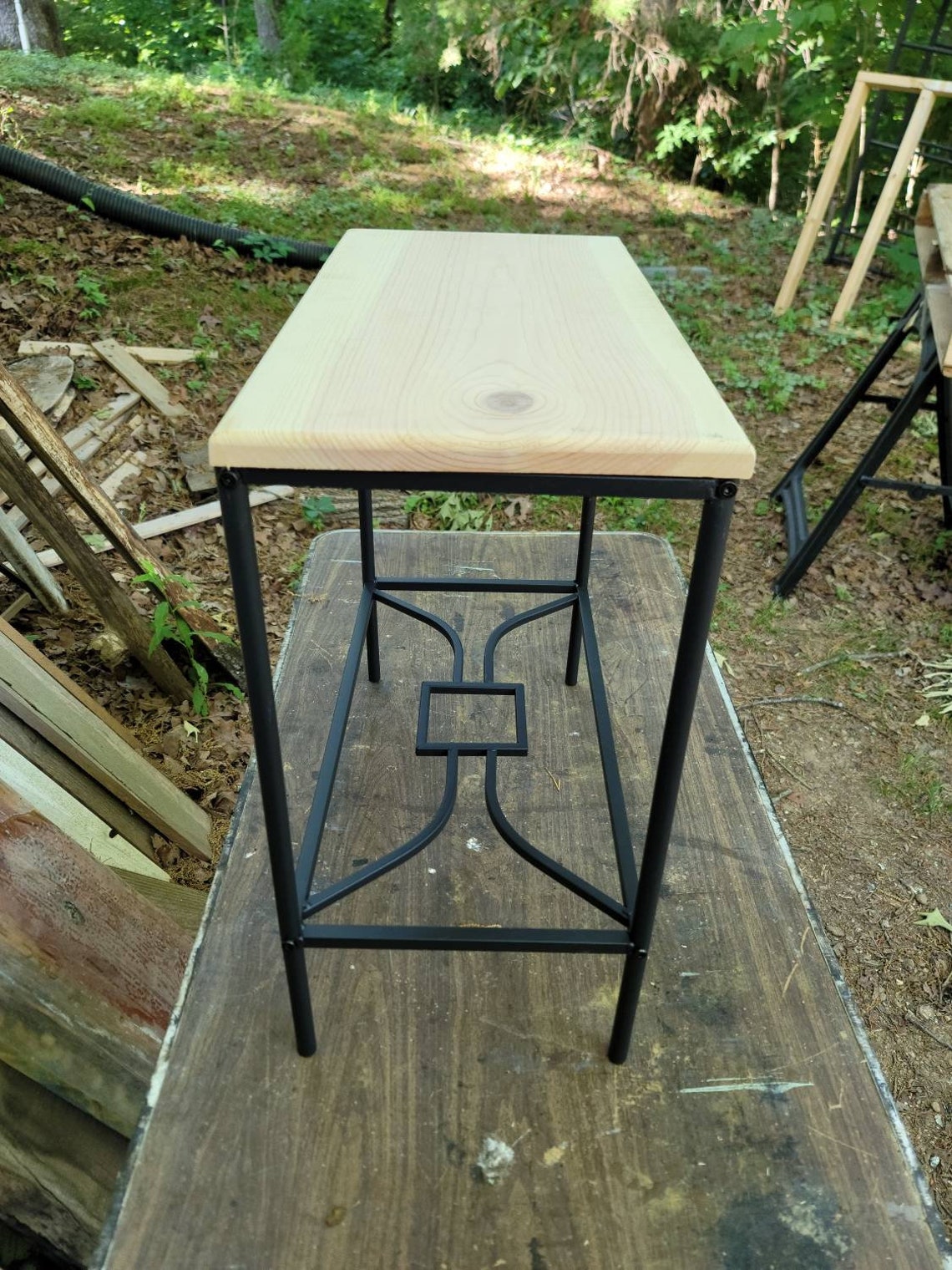 Farmhouse End Tables. Rustic Metal & Wood End Tables. Sewing - Etsy