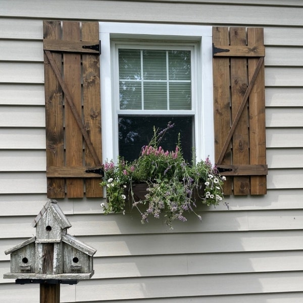 Farmhouse shutters - rustic shutters interior or exterior- Z bar- barn door- set of two.  Also available in cedar!