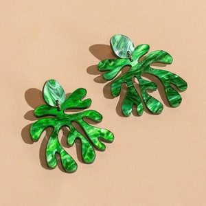 For Matisse No. 1 // Boucles d'oreilles tendance inspirées de Matisse vert forêt