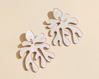 For Matisse No. 1 // White Matisse inspired  statement earrings