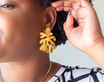 Mirror Gold Matisse inspired  statement earrings