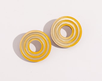 Gold Yellow Bold Geometric Acrylic Handmade Earrings,  Cool Acetate Jewelry