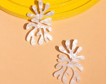 For Matisse No. 4 // White Pearlescent Matisse inspired statement earrings