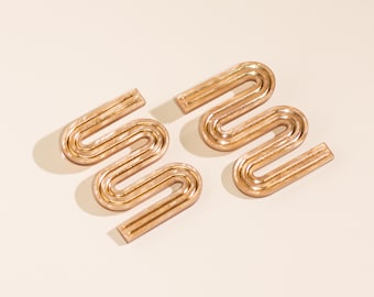 Gold statement earrings, Bold Squiggle Earrings, Aesthetic Acrylic Earrings, Artist Jewelry, Lightweight Earrings, Trending Now