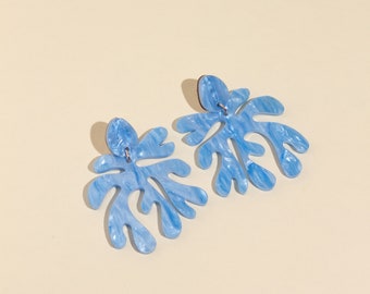 Unique Summer Earrings, Light Blue Acrylic Earrings, Unique Colorful Lightweight Jewelry