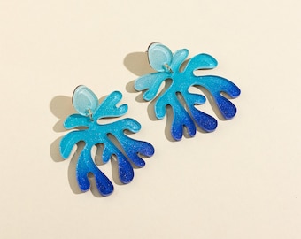 Henri Matisse Blue Cutout Summer Earrings Ombre Beachy Jewelry Handmade Jewelry Earring Girlfriend Gift