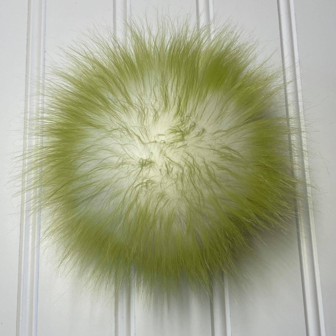 Olive Green and White Candy Shag Long Hair Faux Pom Etsy