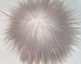 Light Pink and White Candy Shag Long Hair Faux Pom