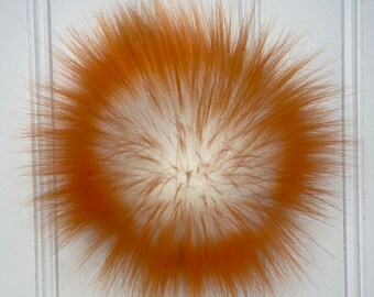 Orange and White Candy Shag Long Hair Faux Pom