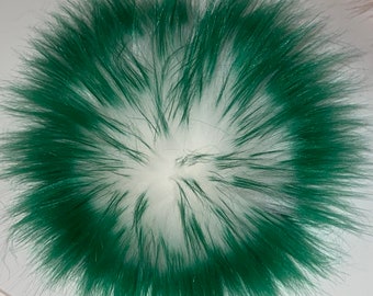 Green and White Candy Shag Long Hair Faux Pom