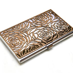 Porte-cartes de visite femme - Porte-cartes de visite à fleurs - Porte-cartes de visite femme - Cadeau de Noël pour elle - Portefeuille pour carte de crédit femme - Porte-cartes