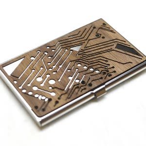 Visitenkartenetui - Platine - Visitenkartenhalter für Mann - Technik Geschenk Männer - Ingenieur Geschenk - Vatertagsgeschenk - Technik Geschenk Papa - Büro Geschenk