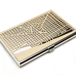 Mapa de Detroit -Detroit Caso de tarjeta de visita -Tarjeta de visita madera -Detroit Michigan -Metal card case -Detroit office -Detroit Christmas