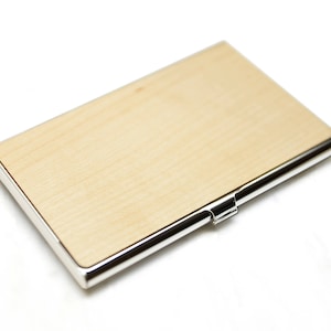 Porta biglietti da visita in legno, custodia per biglietti da visita, legno della custodia del biglietto da visita, metallo porta biglietti da visita, portafoglio cassa carta, custodia per carte / oro e grano