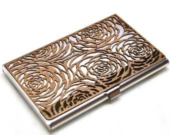 Business card holder women -Floral business card case -Business card case women -Christmas gift her -Credit card wallet women -Card case