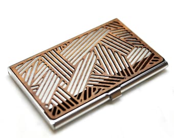 Caja de la tarjeta de visita de madera -Titular de la tarjeta de visita -Regalo del trabajador -Caja de la tarjeta de crédito del metal -Monedero RFID -Titular de la tarjeta hombre -Cartera de la tarjeta de crédito