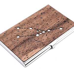 Porta-cartões de visita do zodíaco Touro, estojo para cartão de visita Constellation, presente de astrologia, porta-cartões celestial, horóscopo de aniversário, estrelas